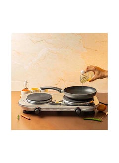 GEEPAS Stainless Steel Double Hot Plate Indicator Light Adjustable Temperature Control Overheat Protection Non-Slip Feet Auto Thermostat Hot Plate for Kitchen Camping 2500 W GHP32024 Silver  - Image 5