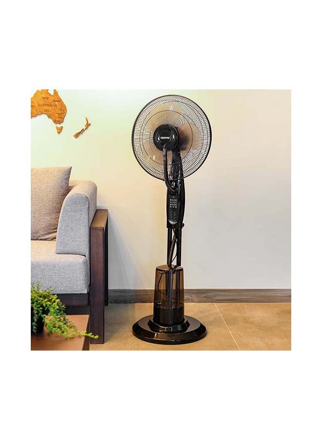 GEEPAS - 16" Mist Fan With Remote Control & LCA Display 3 Speed Setting & Breeze Modes  Oscillation & Tilt Function  0.5-7.5H Timer Function  Transparent Water Tank  Home & Office Use 0.0 L 75.0 W GF21160 Black - Image 1