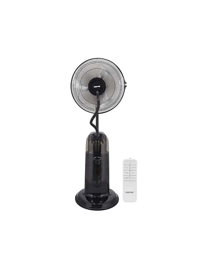 GEEPAS - 16" Mist Fan With LCD Display & Remote Control 3 Speed Setting & Breeze Modes  Oscillation & Tilt Function  0.5-7.5H Timer Function  Transparent Water Tank  Home & Office Use 0.0 L 75.0 W GF21161 Black - Image 1