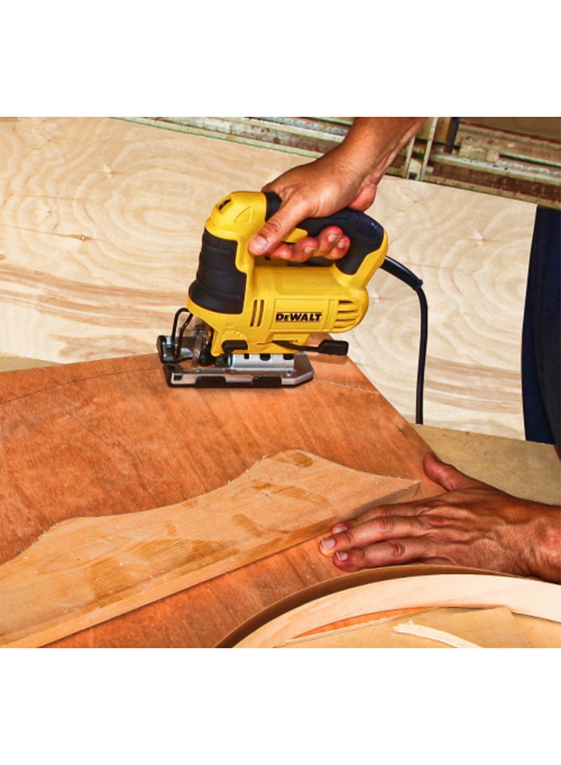 DEWALT 650W Jig Saw Top Handle, Fast Cut In All kinds Of Wood, Sheet Metals And Steel, Glass Fiber, Plastic, Ceramics, Soft Stone Yellow/Black/Silver 85mm  - Image 2