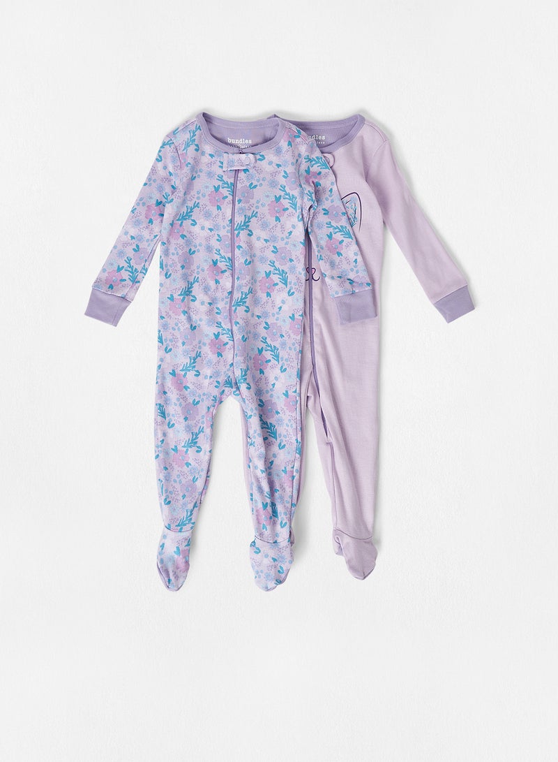 The Children's Place Baby Unisex Footed Sleepsuit (Pack of 2) Lavender - Image 1