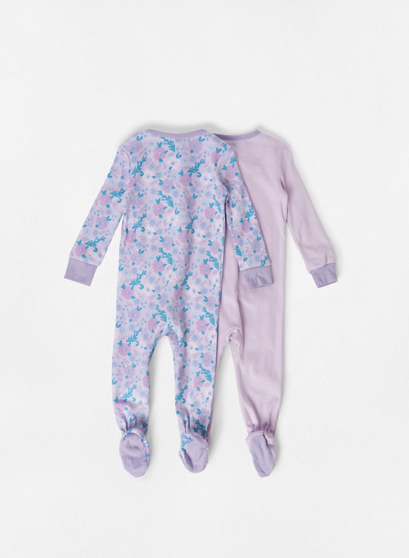 The Children's Place Baby Unisex Footed Sleepsuit (Pack of 2) Lavender - Image 2