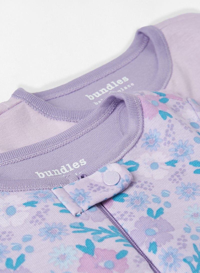 The Children's Place Baby Unisex Footed Sleepsuit (Pack of 2) Lavender - Image 3