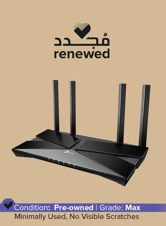 تي بي لينك Renewed - Archer AX50 AX3000 Dual Band Gigabit Wi-Fi 6 Router, 3000Mbps Fast Speed, WPA3 Cyber Security, 8K Streaming, Link Aggregation, 1× USB 3.0 Port, Built-in Antivirus, Parental Controls, Works with Alexa Black - Image 1