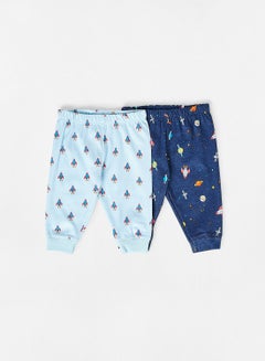 Baby Printed Joggers (Pack of 2) Blue