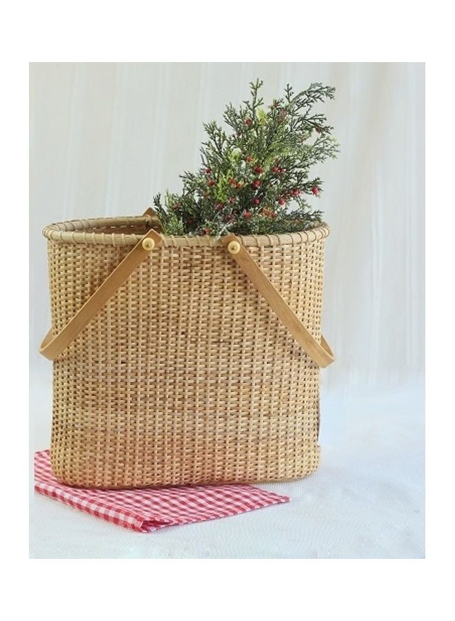 Handsomegift - Basket With Handle Brown 32x25x16cm - Image 1