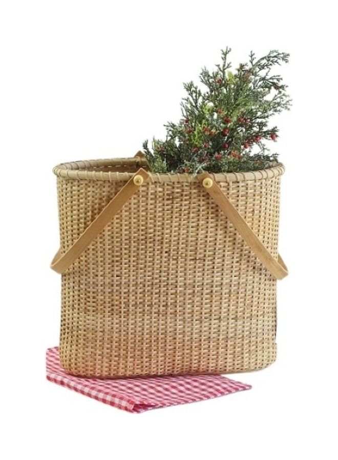 Handsomegift - Basket With Handle Brown 32x25x16cm - Image 1