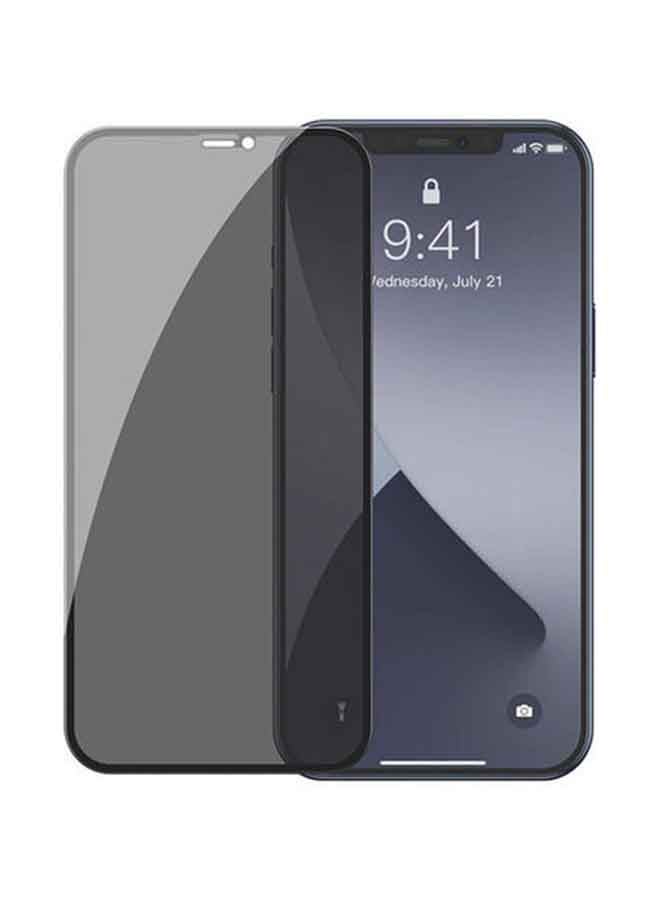 بيسوس طقم لاصقة حماية من الزجاج المقوى من قطعتين لهاتف آيفون 12/ 12 برو أسود - Image 1