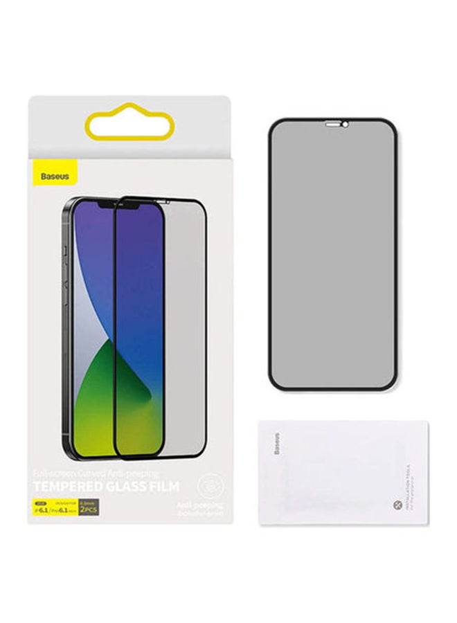 بيسوس طقم لاصقة حماية من الزجاج المقوى من قطعتين لهاتف آيفون 12/ 12 برو أسود - Image 4