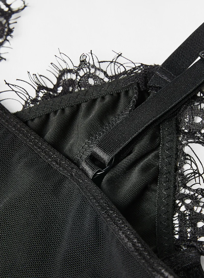 STYLISTPARK Lace Knit Corset Black