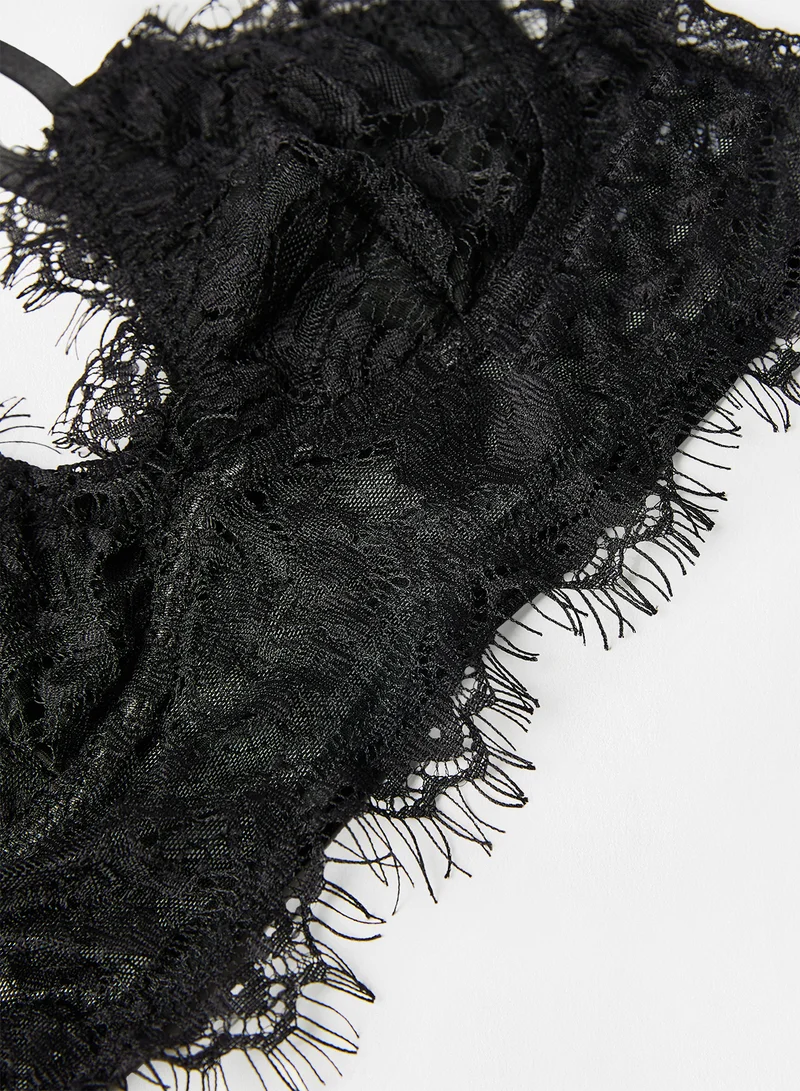 STYLISTPARK Lace Knit Corset Black