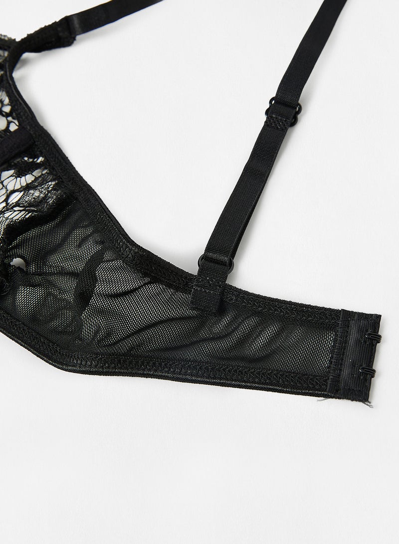 STYLISTPARK - Lace Bralette And Thong Set Black - Image 1