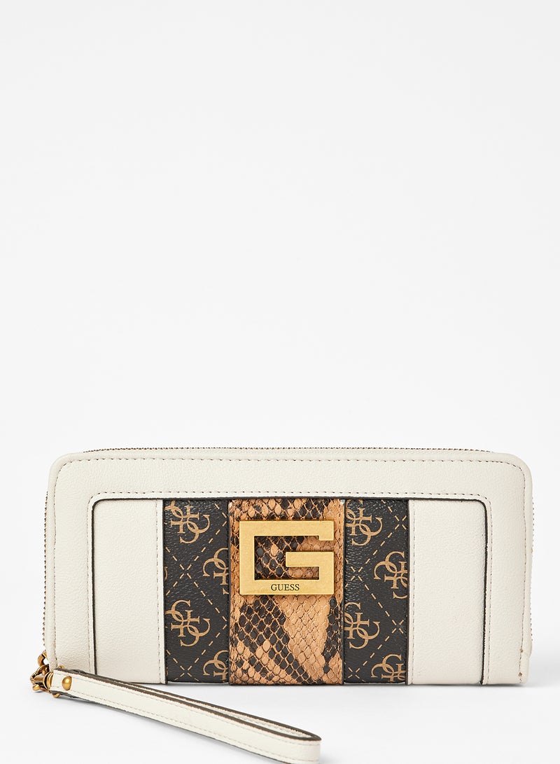 GUESS - Python Zip Around Clutch Beige - Image 1