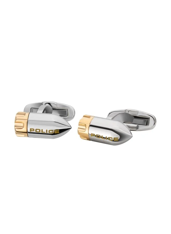 بوليس Police Tube Cufflink for Men - PEAGC2103601, Gold and Silver