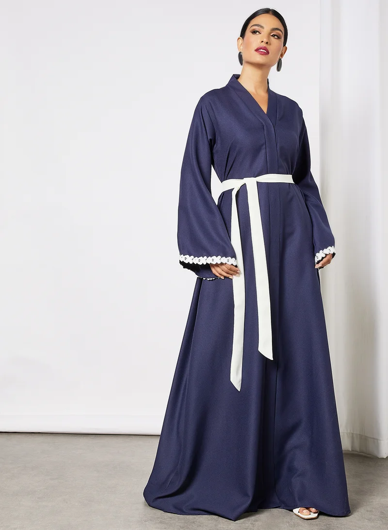 SIVVI for HANIYA Lace Sleeve Trim Abaya Blue