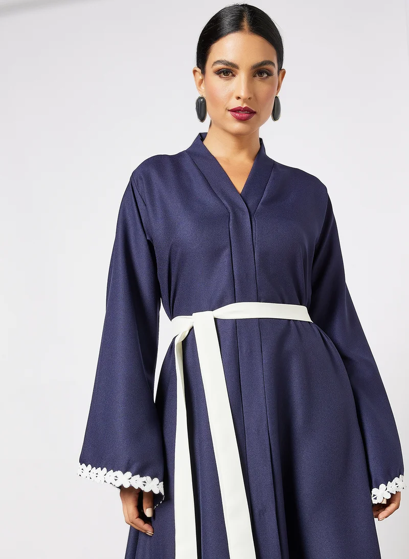 SIVVI for HANIYA Lace Sleeve Trim Abaya Blue