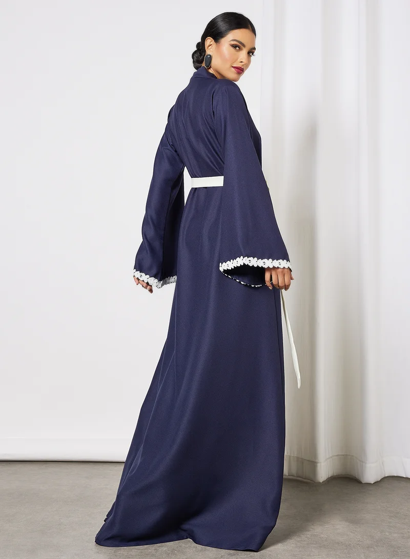 SIVVI for HANIYA Lace Sleeve Trim Abaya Blue