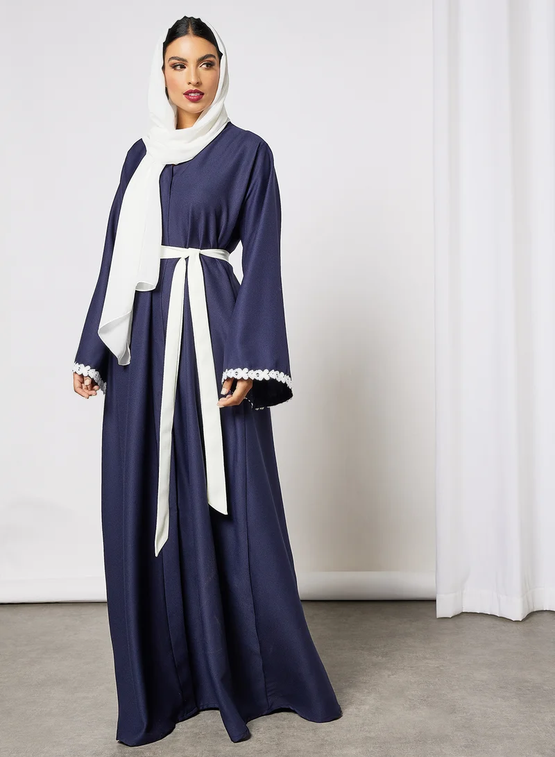 SIVVI for HANIYA Lace Sleeve Trim Abaya Blue