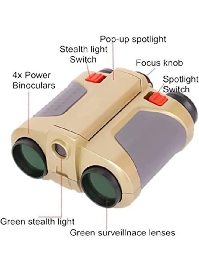 Digitek - Auto-Retractable Focusing Multi-Function Night Vision Device Binoculars with Lights Scope 4 x 30 Gold - Image 1