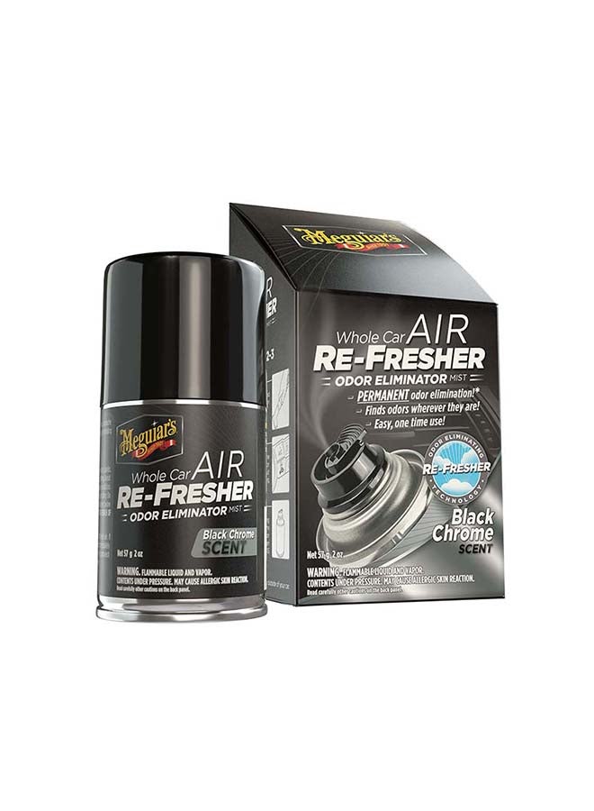 Meguiar's Meguiar's G181302, 57g, Whole Car Air Re-Fresher Odor Eliminator Mist, Black Chrome Scent, 2oz.  - Image 1