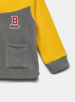 Zarafa Boy Long Sleeve Zip Through Hoodie Dark Grey/yellow  - Image 3