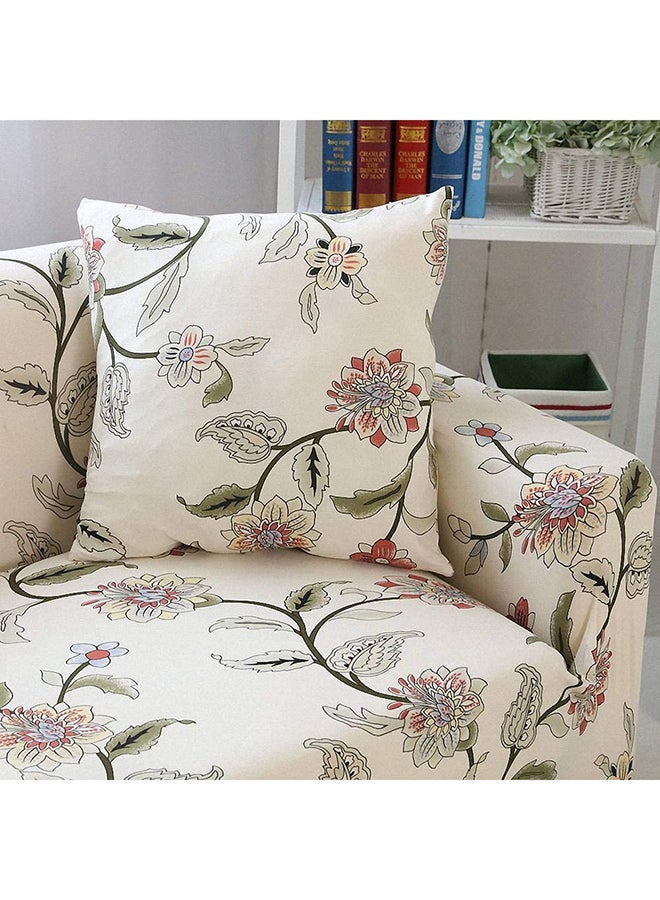 Deals for Less - 2-Seater Exquisitely Floarl Designed Wrinkle-free Anti-slip 360-degree Full Coverage Sofa Slipcover Beige Length Stretch From 145 To 185cm - Image 1