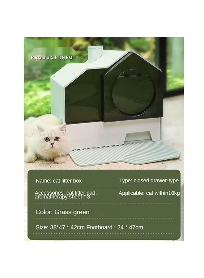 Generic - Shouai Fully Enclosed Litter Box Green 38x47.5x45cm - Image 1