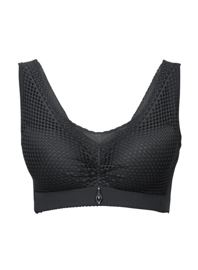 hush-hush mermaid - Full Coverage Bra with Net Detail and Broad Straps Black - Image 1