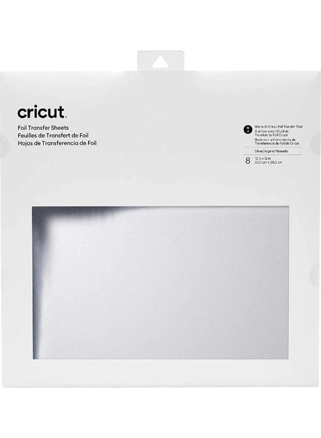 Cricut Transfer Foil Sheets 30x30cm 8 sheets (Silver) Silver - Image 1