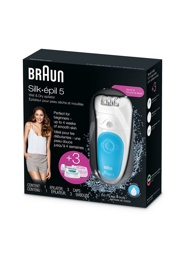 براون ماكينة إزالة الشعر سيلك إبيل 5 للاستخدام الجاف ومع الماء، طراز 5541 أبيض/ أزرق 18جرام - Image 3