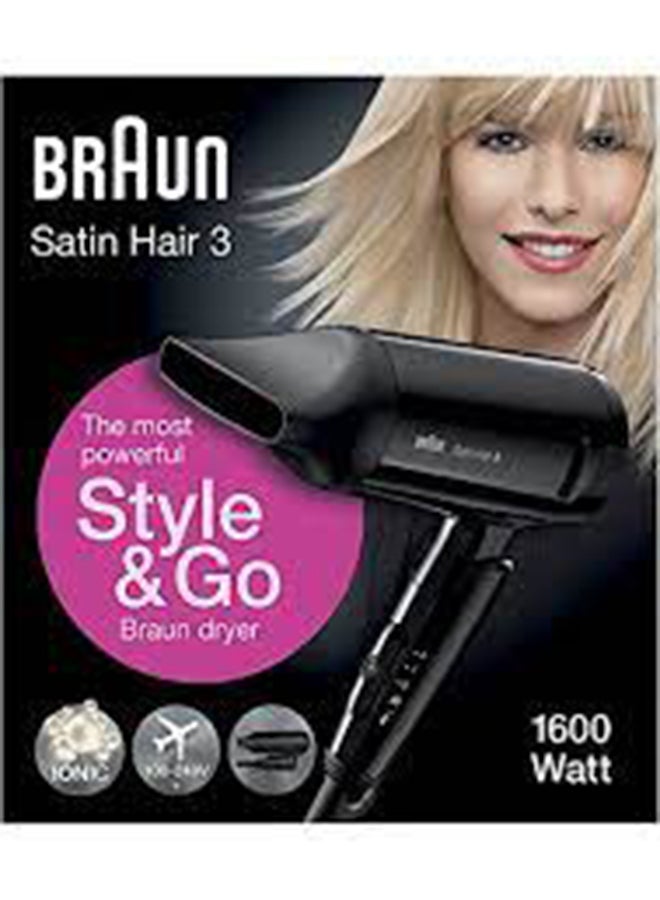 براون مجفف شعر ساتين هير 3 طراز HD350 أسود - Image 3