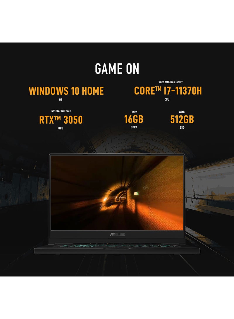 ASUS - TUF Dash F15 FX516PC-HN004T (Upgraded Version) Laptop With 15.6-Inch Full HD Display, Core i7-11370H Processor/16GB RAM/512GB SSD/4GB NVIDIA GeForce RTX 3050 Graphics/Windows 10 Home /International Version English/Arabic Eclipse Gray - Image 1