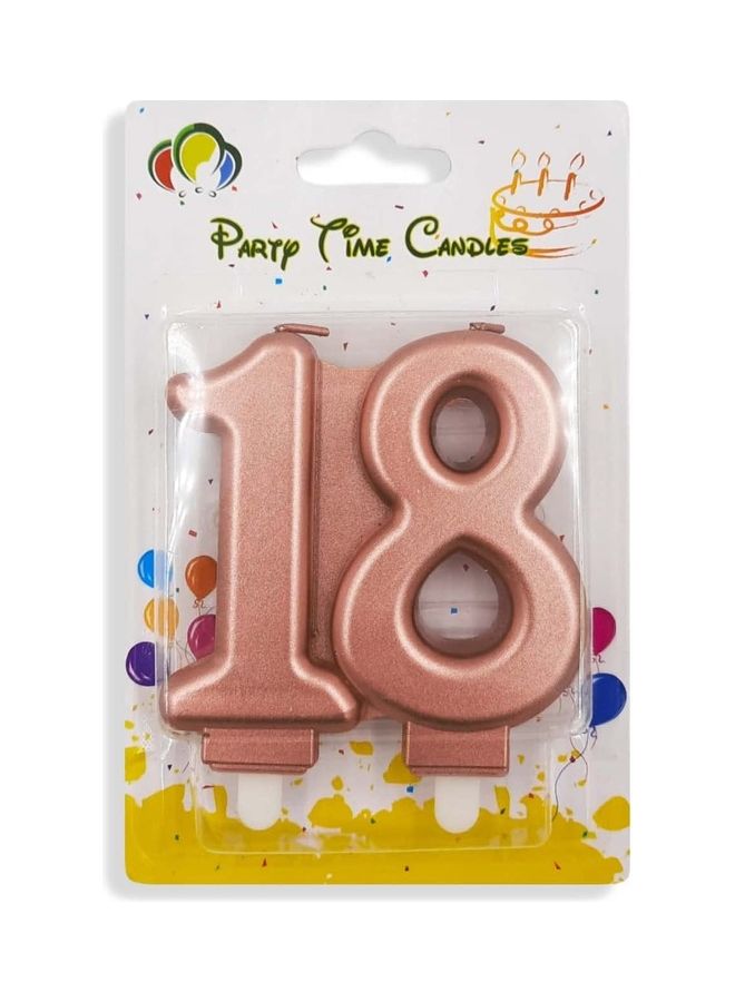 Party Time Number 18 Rosegold Candle