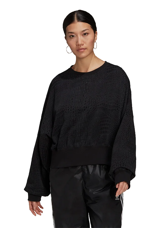 adidas Originals Textured Relaxed Fit Sweatshirt Black