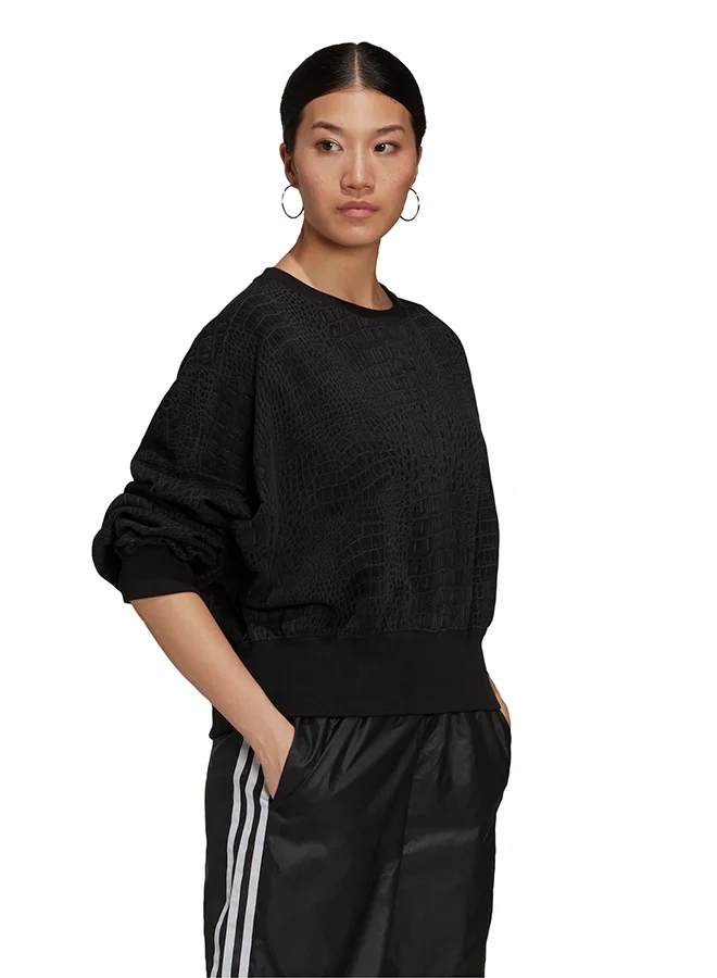 adidas Originals Textured Relaxed Fit Sweatshirt Black
