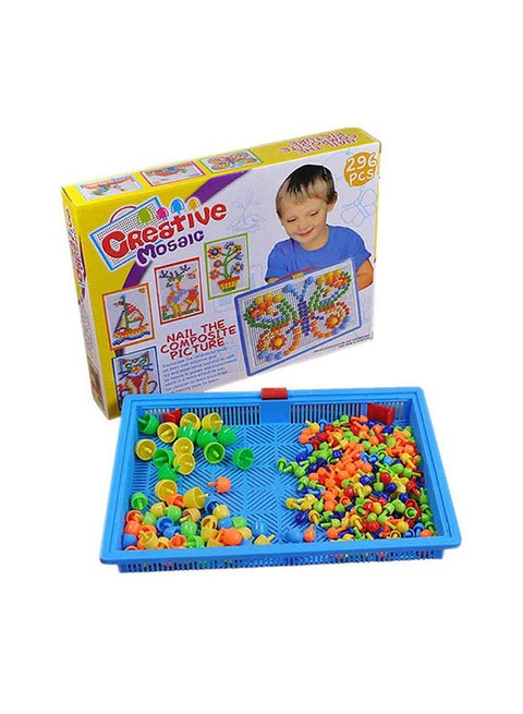 296-Piece Creative Mosaic Jigsaw Puzzle Mushroom Nails Educational Building Blocks Board Game 11.4x8.2x1.4inch