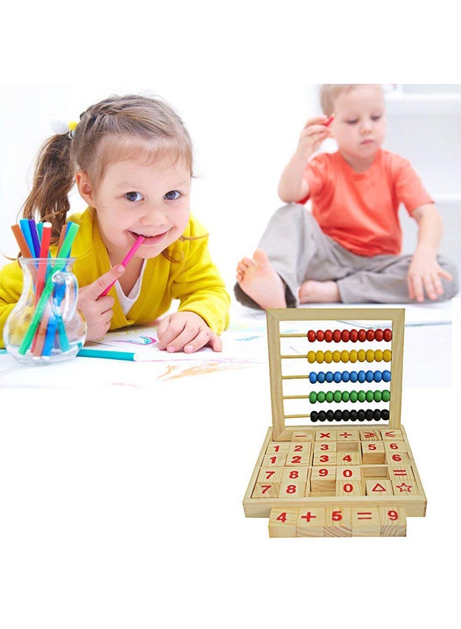 Wooden Abacus With Study Blocks For Mathematical Operations Learning Kids