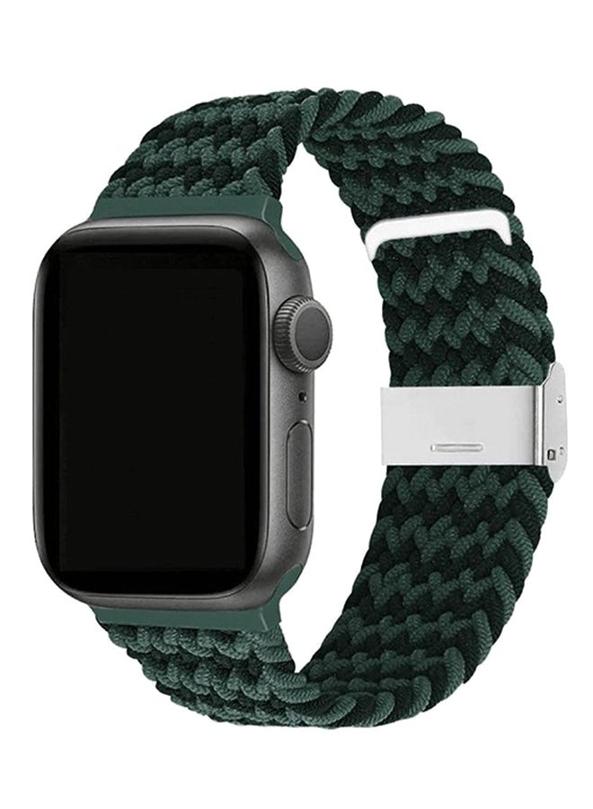 مارجون سوار سولو لوب قابل للتعديل مزود بإبزيم مقاس 42/44/45 مم لساعة أبل آي ووتش 7/6/SE/5/4/3/2/1 أخضر/أسود - Image 1