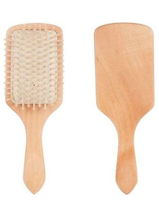 فرشاة شعر طبية بمقبض خشبي ناعم الملمس بيج - Image 1