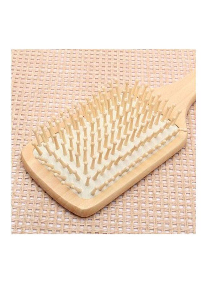 فرشاة شعر طبية بمقبض خشبي ناعم الملمس بيج - Image 2