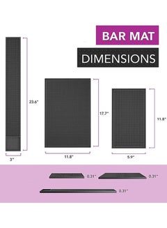 HomarKet 3-Piece Rubber Bar Service Spill Mat Black 23.6x3x0.31inch  - Image 2