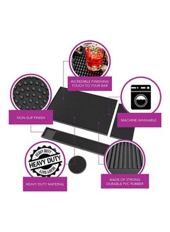 HomarKet 3-Piece Rubber Bar Service Spill Mat Black 23.6x3x0.31inch  - Image 3
