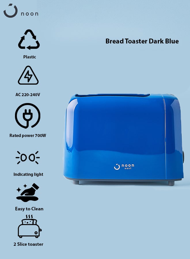 Noon East - Bread Toaster - For 2 Slice- 700 W With Defrost Function- Dark Blue 700.0 W TA01105 Dark Blue - Image 1
