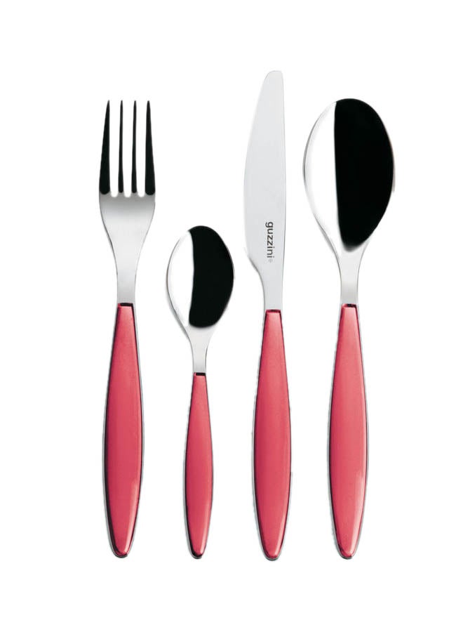 24-Piece Cutlery Set Clear Red