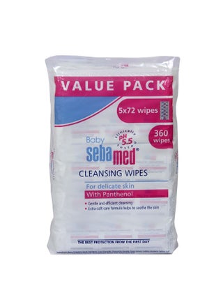 Cleansing Baby Wipes With Panthenol, Value Pack, Pack Of 5, 360 Count - v1637055998/N23594037A_1