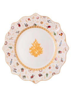 Christmas Theme Printed Breakfast Plate White/Red/Yellow 24cm