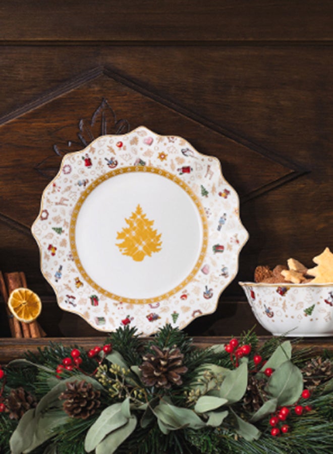 Villeroy & Boch - Christmas Theme Printed Breakfast Plate White/Red/Yellow 24cm - Image 1