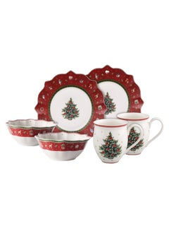 Villeroy & Boch 6-Piece Christmas Theme Printed Breakfast Serving Set White/Red/Green  - Image 2