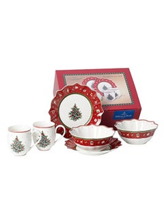 Villeroy & Boch 6-Piece Christmas Theme Printed Breakfast Serving Set White/Red/Green  - Image 1