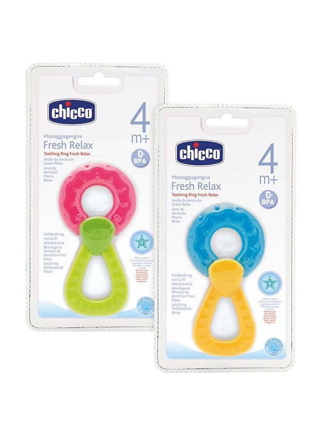 Chicco Fresh Relax Ring Teether With Handle, 4+ Months, Assorted - 8003670844891 - Image 1